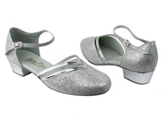 Dance shoes ladies silver scale & silver leather trim   